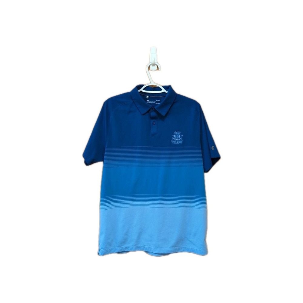 Under Armour Heatgear Shirt Mens L Blue Ombre Short Sleeve Polo 100th PGA